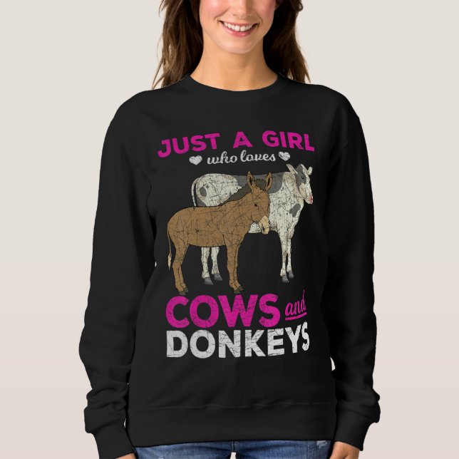 Camiseta Just A Girl Who Loves Cows And Donkeys Farm Animal (Frente)