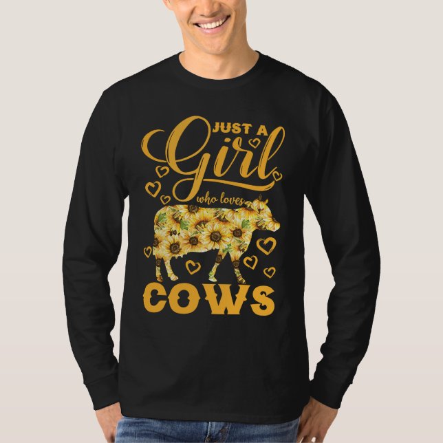 Camiseta Just A Girl Who Loves Cows Sunflower Farm (Frente)