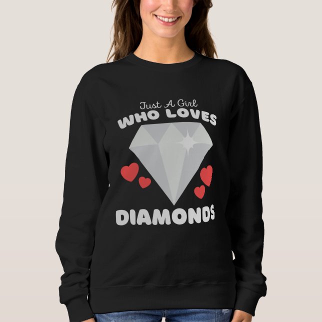 Camiseta Just A Girl Who Loves Diamonds  Cute Girls Jewelry (Frente)