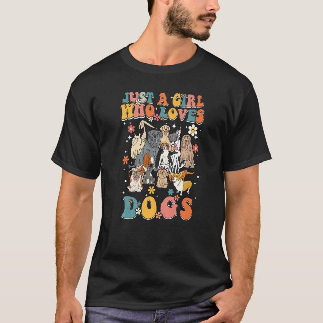 Camiseta Just A Girl Who Loves Dogs Retro Groovy Dog Christ (Frente)