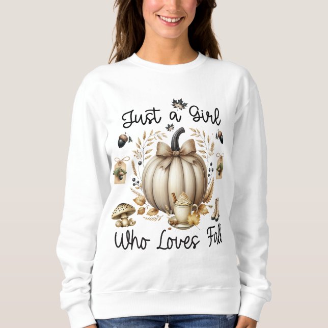 Camiseta Just A Girl Who Loves Fall Cozy Autumn Season (Frente)