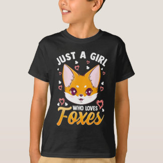 Camiseta Just A Girl Who Loves Foxes Kids Girls Cute Fox