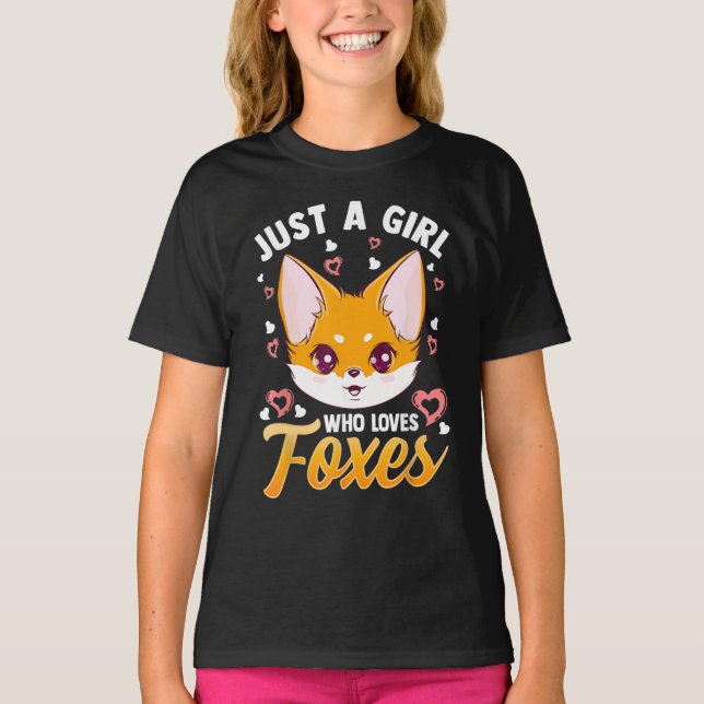 Camiseta Just A Girl Who Loves Foxes Kids Girls Cute Fox (Frente)