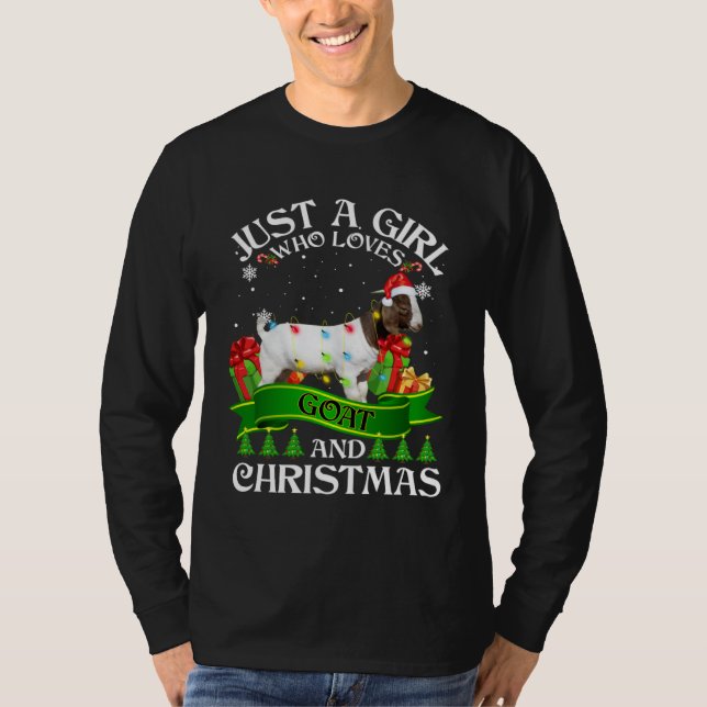 Camiseta Just A Girl Who Loves Goats & Christmas  Xmas (Frente)