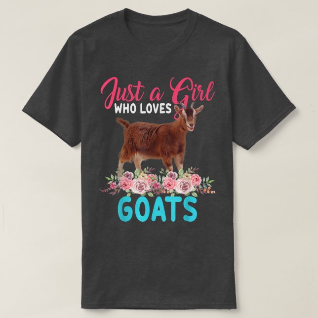 Camiseta Just A Girl Who Loves Goats Floral Flower Goat Far (Frente do Design)