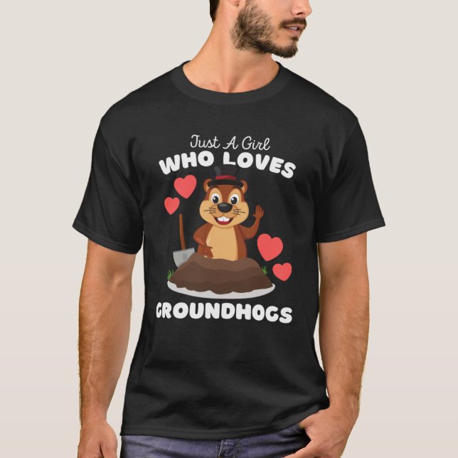 Camiseta Just A Girl Who Loves Groundhogs  Cute Girls Groun (Frente)