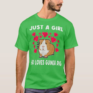 Camiseta Just A Girl Who Loves Guinea Pig Pink Hearts Arts 