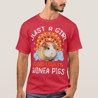 Camiseta Just A Girl Who Loves Guinea Pigs Cute Flowers Rai