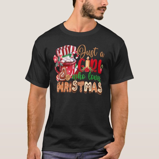 Camiseta Just A Girl Who Loves Hot Cocoa  Christmas (Frente)