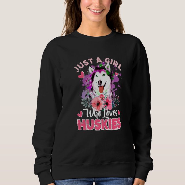 Camiseta Just A Girl Who Loves Huskies Dog  Women Girls Hus (Frente)