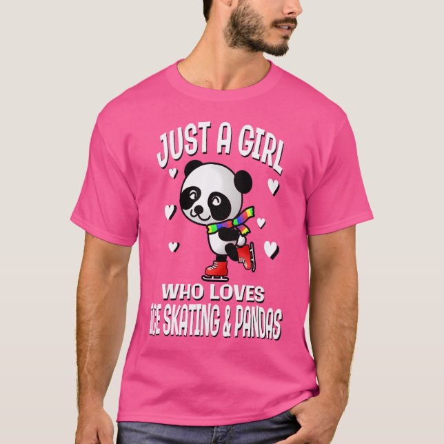 Camiseta Just A Girl Who Loves Ice Skating Pandas Cute Bear (Frente)