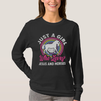 Camiseta Just A Girl Who Loves Jesus And Horses Girls Wome