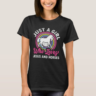 Camiseta Just A Girl Who Loves Jesus And Horses Girls Wome