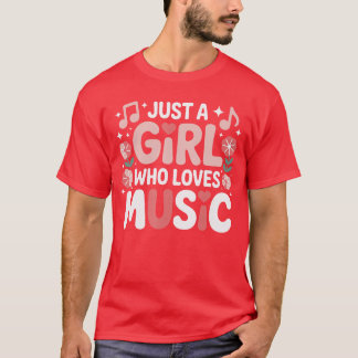 Camiseta Just A Girl Who Loves Music Retro Musician boy fun