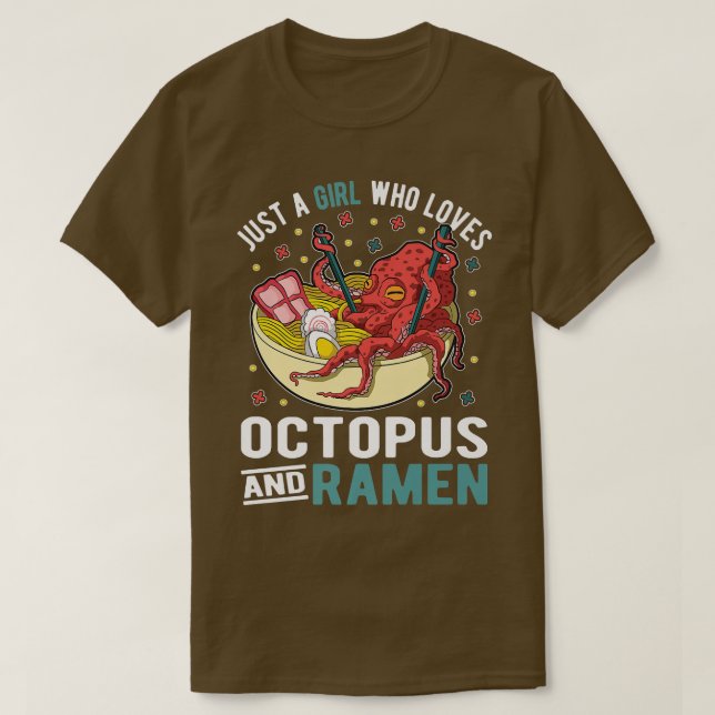 Camiseta Just A Girl Who Loves Octopus And Ramen 528 (Frente do Design)