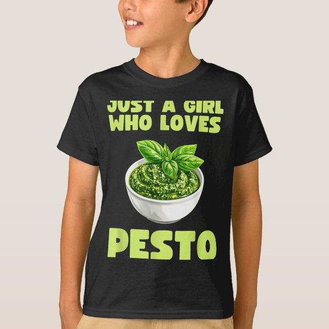 Camiseta Just A Girl Who Loves Pesto Basil Pasta Italian Ad (Frente)
