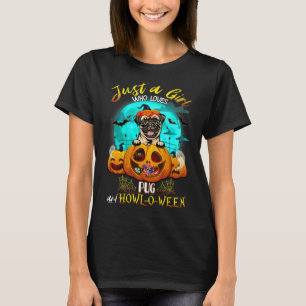 Camiseta just a girl who loves pug dog and halloween pumpki