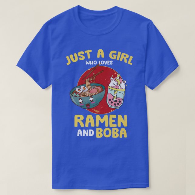 Camiseta Just A Girl Who Loves Ramen and Boba - Kawaii Anim (Frente do Design)