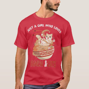 Camiseta Just a girl who loves ramen and cats funny otaku