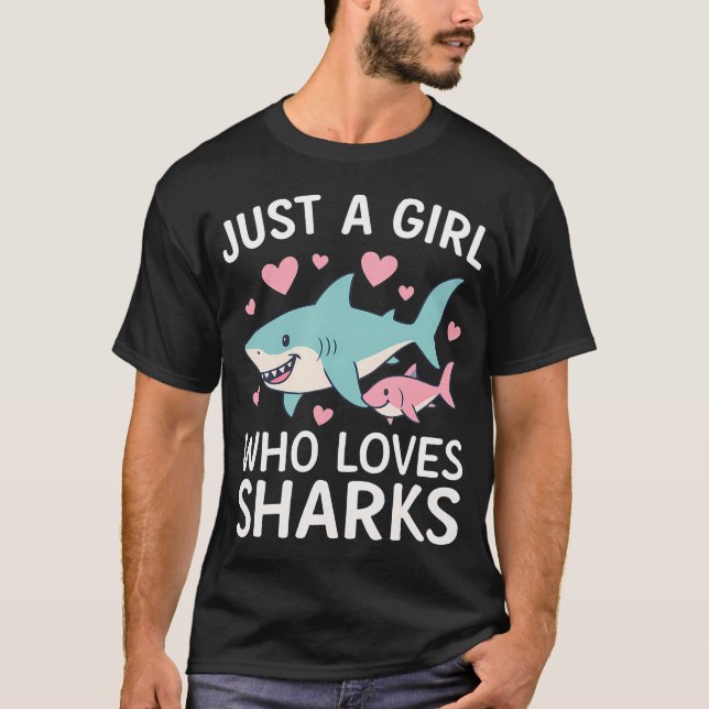 Camiseta Just A Girl Who Loves Sharks - Wildlife Sea Lover (Frente)