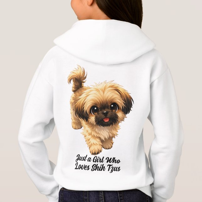 Camiseta Just a Girl Who Loves Shih Tzus Dog Paw and Heart (Verso)