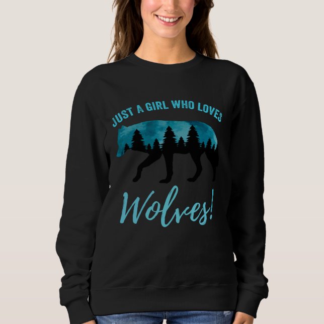 Camiseta Just A Girl Who Loves Wolves Forest Silhouette Wol (Frente)