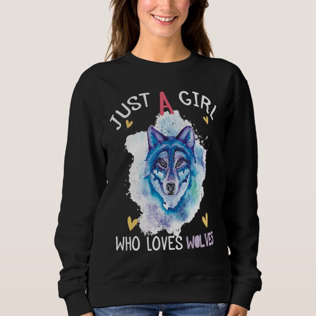 Camiseta Just a Girl Who Loves Wolves wolf howling Cute Wol (Frente)