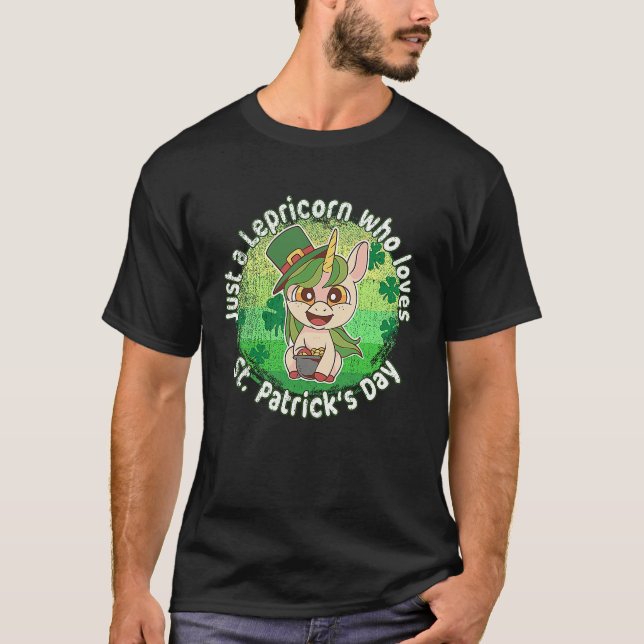 Camiseta Just A Lepricorn St Patricks Day Retro Sunset Unic (Frente)