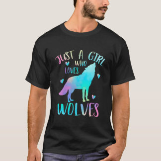 Camiseta Just A Who Loves Wolves Watercolor Wolf