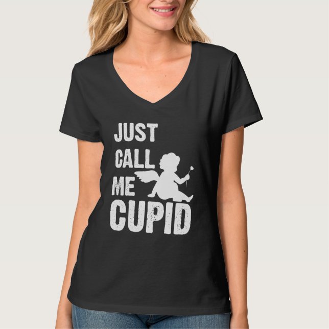 Camiseta Just Call Me Cupid Valentine's Day Couple Cute (Frente)