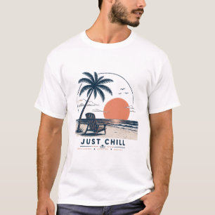 Camiseta Just Chill Retro Beach Sunset   Palma Vin