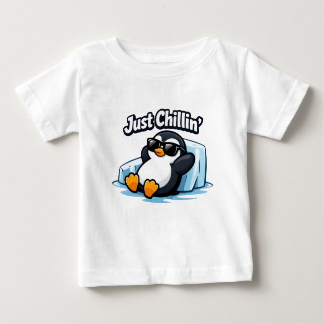 Camiseta JUST CHILLING PINGUIN Throw Pillow (Frente)