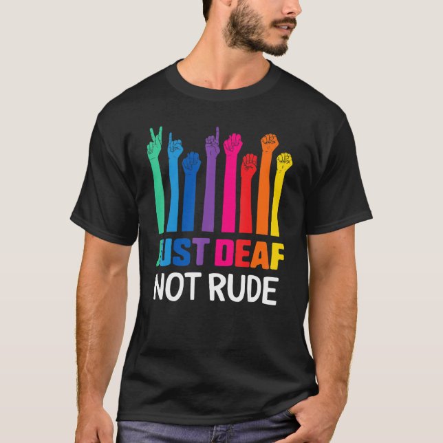 Camiseta Just Deaf Not Rude Deaf Awareness Yellow Ribbon As (Frente)
