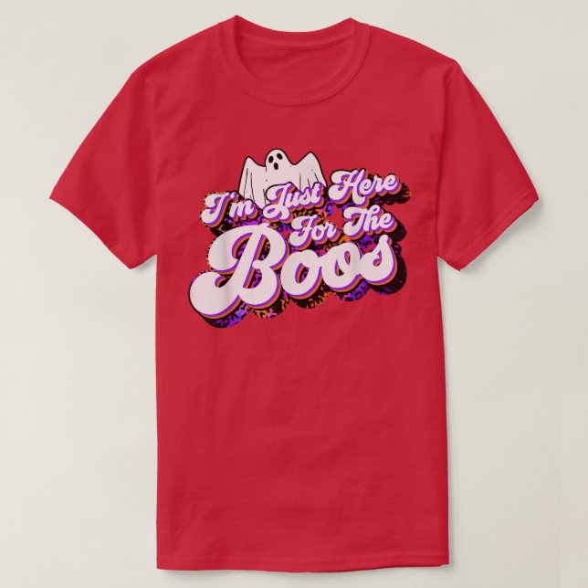 Camiseta Just Here For The Boos Funny Ghost Leopard Hallowe (Frente do Design)