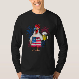 Camiseta Just Here To Bang USA Flag Chicken Beer 4th Of Jul