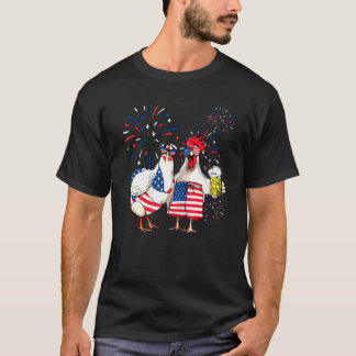 Camiseta Just Here To Bang Usa Flag Chicken Beer Firework 4