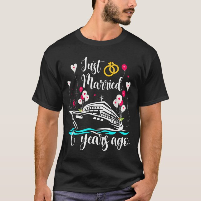 Camiseta Just Married 6 Years Ago 6th Anniversary Cruise Tr (Frente)