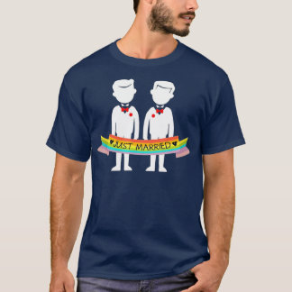 Camiseta Just Married Grooms Rainbow Gay Honeymoon