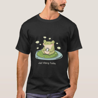 Camiseta Just Vibing Today Chill Frog Aesthetic