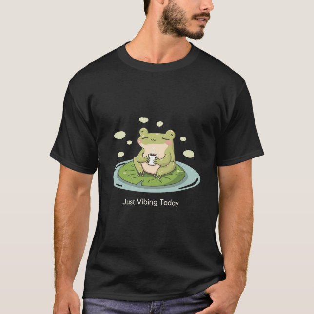 Camiseta Just Vibing Today Chill Frog Aesthetic (Frente)