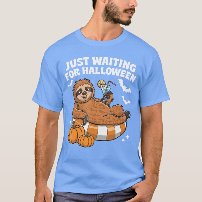 Camiseta Just Waiting For Halloween Cute Lazy Sloth Hallowe (Frente)
