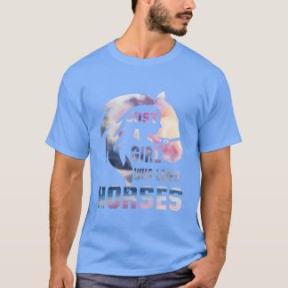 Camiseta Juste Uma Menina Que Ama Os Amigos Dos Cavalos