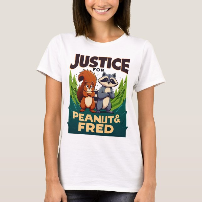 Camiseta Justiça para amendoim O Esquilo e Fred (Frente)