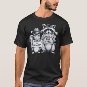 Camiseta Justiça Para Fred O Raccoon E O Amendoim O Sq