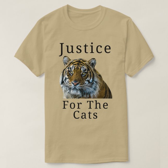Camiseta Justiça para o Prêmio de Tigre Eótico dos Gatos (Frente do Design)
