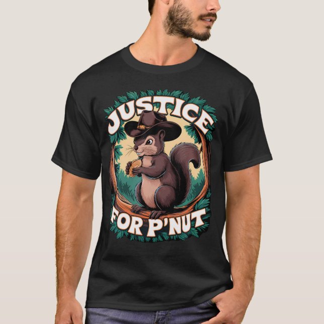 Camiseta Justiça Para P'Nut - Amendoim Bonito O Esquilo Cow (Frente)