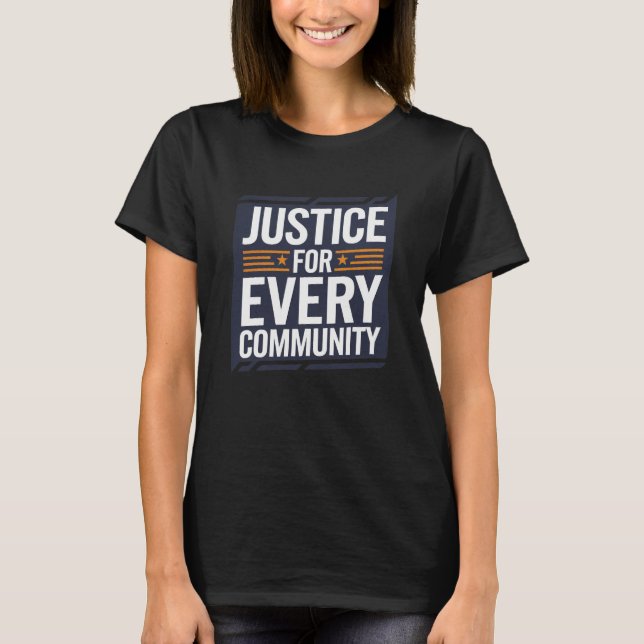 Camiseta Justiça para todas as Comunidades (Frente)