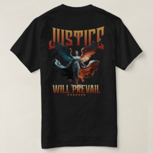Camiseta Justiça Prevalecerá - Design de Estátua Anjo Marav