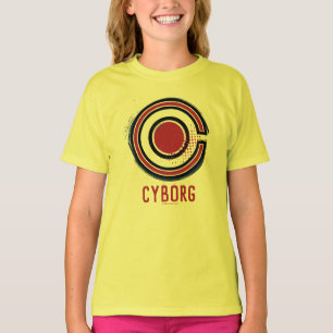Camiseta Justice League   Brush & Halftone Cyborg Symbol