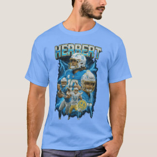 Camiseta Justin Herbert Chargers Bootleg Arte 10 Fã Vintage